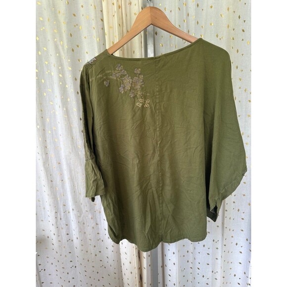 La Blend 100% Cotton Art To Wear Painted Stamped Embroidered Hand Stitched Top M - Picture 4 of 7